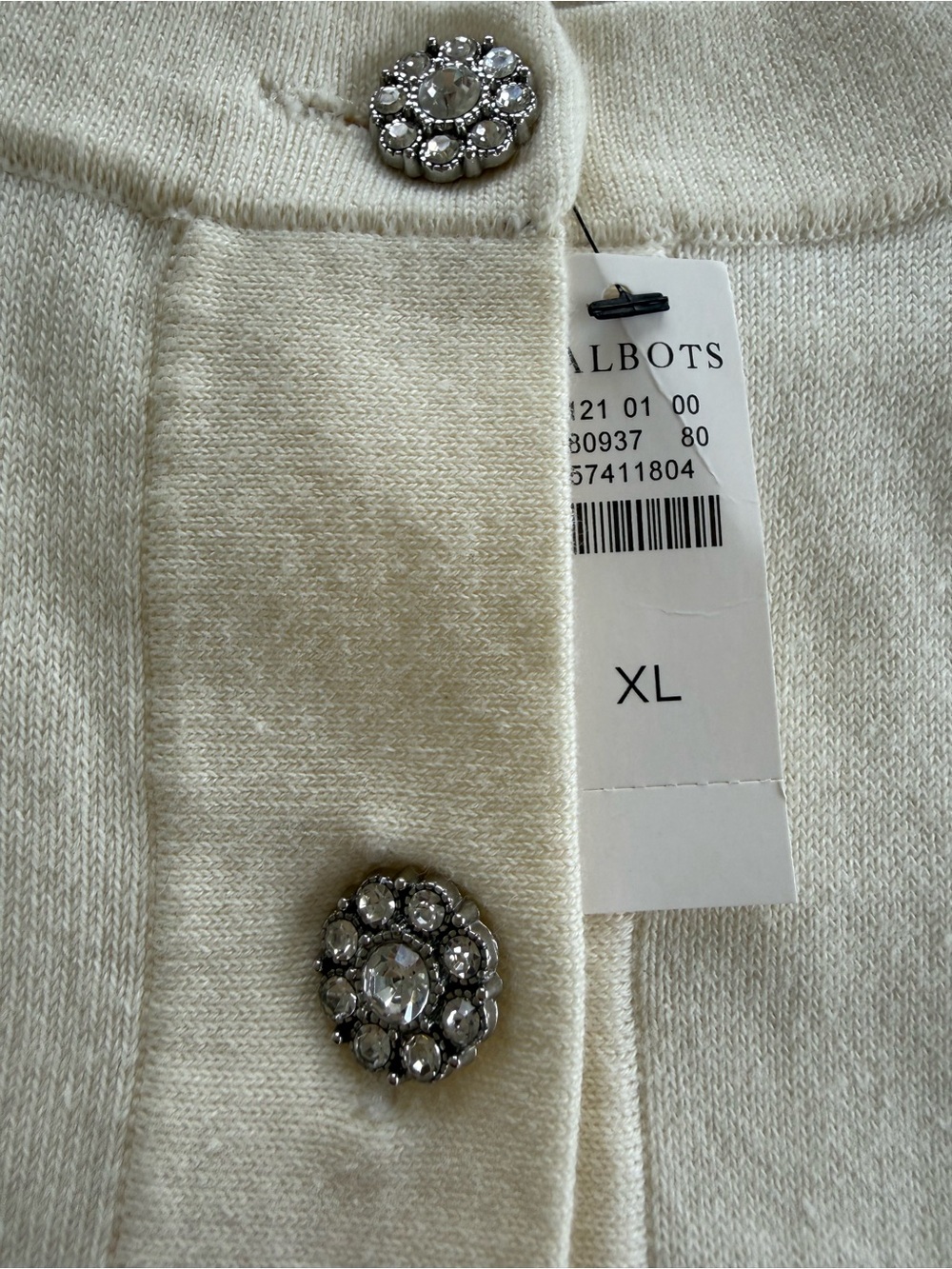 Talbots Cream Button-Front Knit Cardigan - Picture 6 of 8